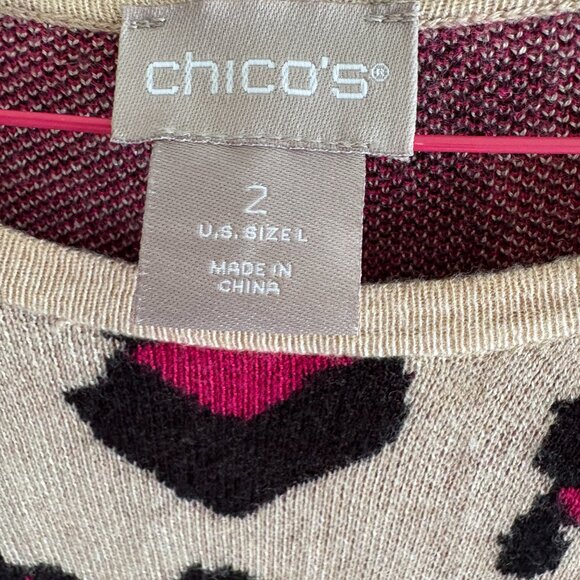 Chico's pink leopard sweater - Picture 2 of 3